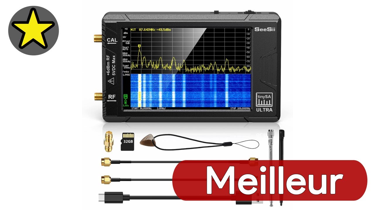 Analyseur De Spectre TinySA 2.8 Pouces - 100 KHz à 960 MHz, écran Tactile, SeeSii (neuf)