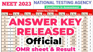 Neet 2023 Answer key Released by NTA ! NEET OMR sheet ! NEET 2023 Result