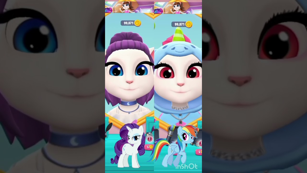 left or right rariey  vs rainbow (my talking Angela 2)