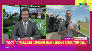 Temporal en Santa Fe: vuelco de camiones en la autopista Rosario - Córdoba