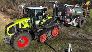 Gülle fahren 2023 Claas Axion 960 TT Traktor Gärreste mit Schlitzgerät german Farmers driving slurry