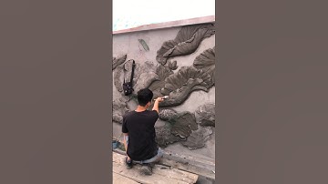 Đắp tranh Hạc sen Bằng  xi măng