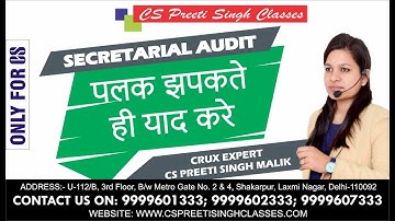 SECRETARIAL AUDIT LIMIT; CS EXECUTIVE ONLINE CLASSES  ; CS FOUNDATION ;  BEST CS CLASSES
