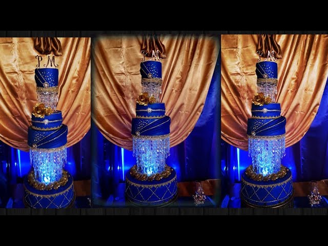 Pastel de quinceañera azul rey - YouTube