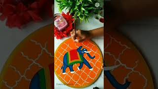 Elephant Pichwai Painting | Indian Folk Art | Wall Plate Painting | Pichwai Wall Decor for beginners