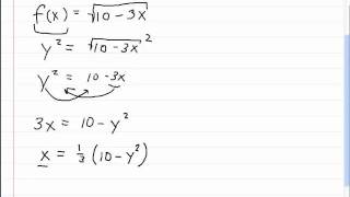 Inverse Function f(x) = (10 - 3x)^(1/2)