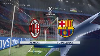 PES 2018 modo carrera jugador España: Champions league AC Milan vs FC Barcelona