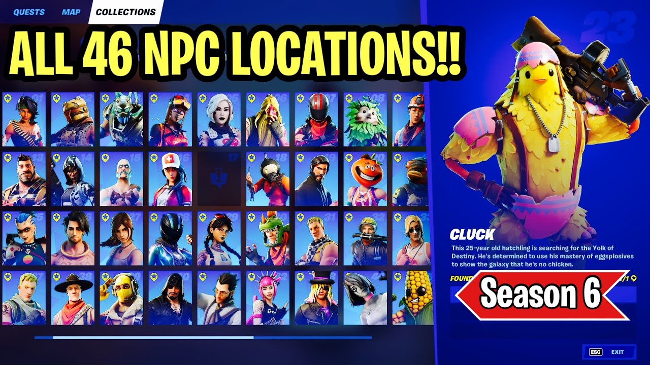 All 46 Npcs Bosses Characters Locations In Fortnite Chapter 2 Season