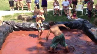 Logan Wrestling In Chocolate Pudding. 7-28-12