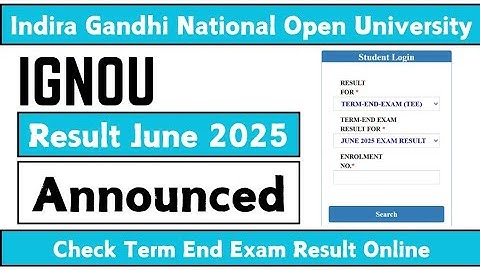 Breaking News IGNOU Exam Result June 2025 Declared! ll IGNOU Early Declaration Result declared 2025