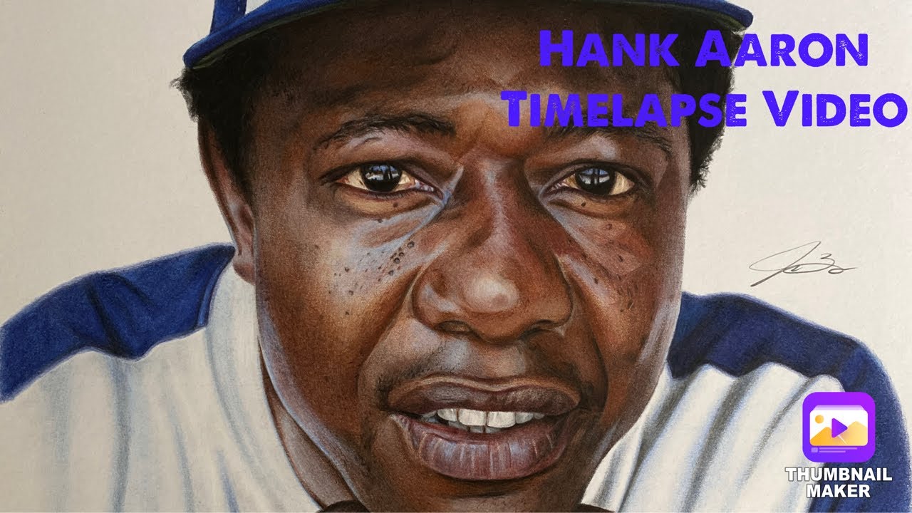 Hank Aaron Colored Pencil Drawing Timelapse Video - Jacob Burgess Drawings  