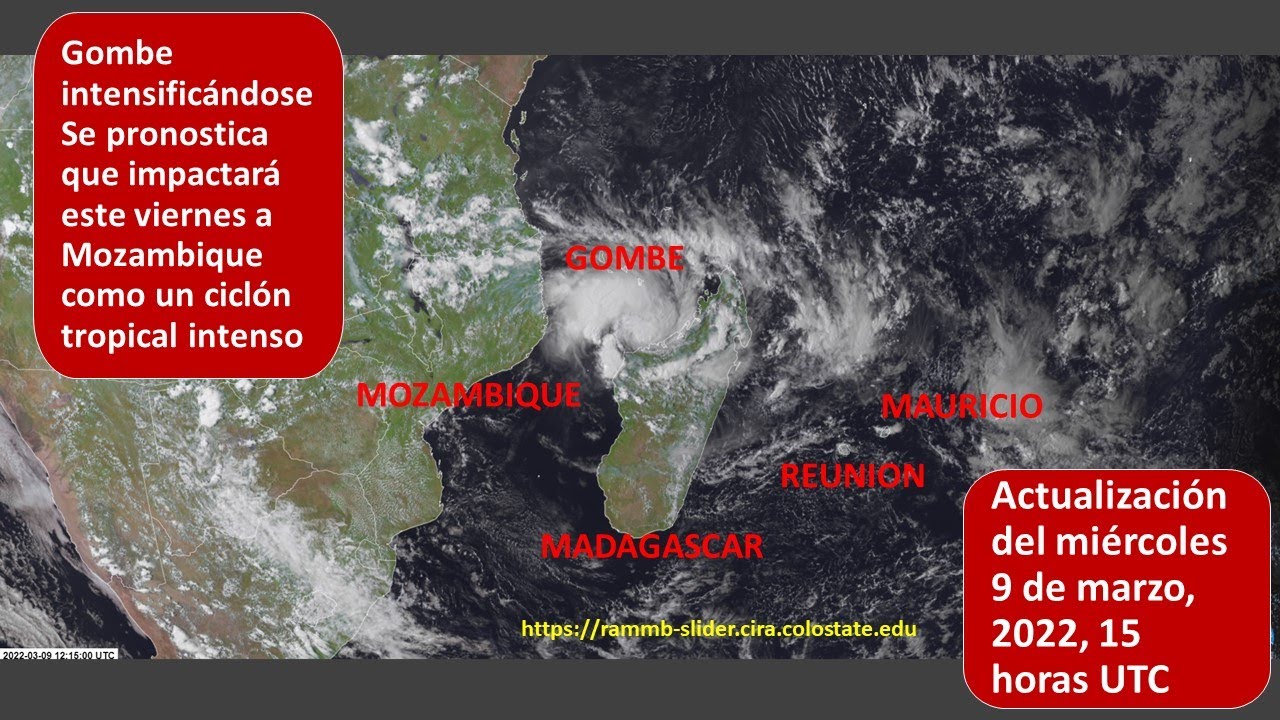 Gombe se fortalece, se pronostica que impactará el viernes a Mozambique como ciclón tropical intenso