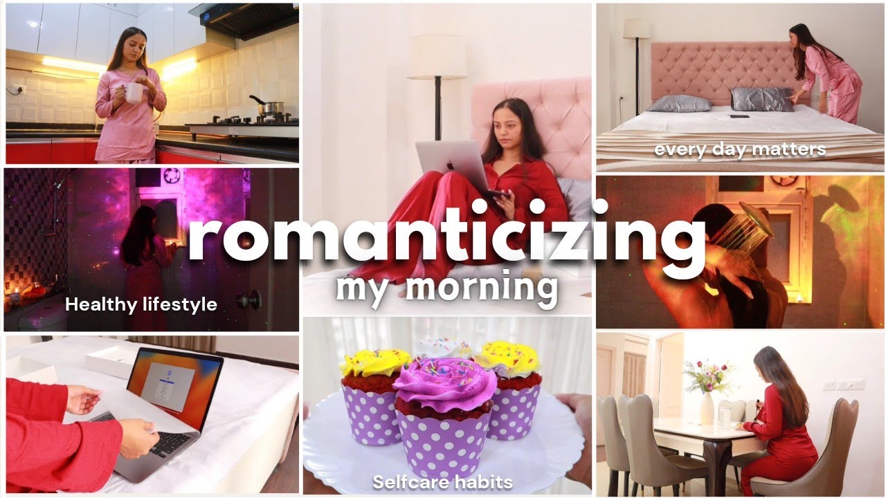 ROMANTICIZING MY MORNINGS ☁ how I set my day for success + healthy & productive habits | Selfcare 💗