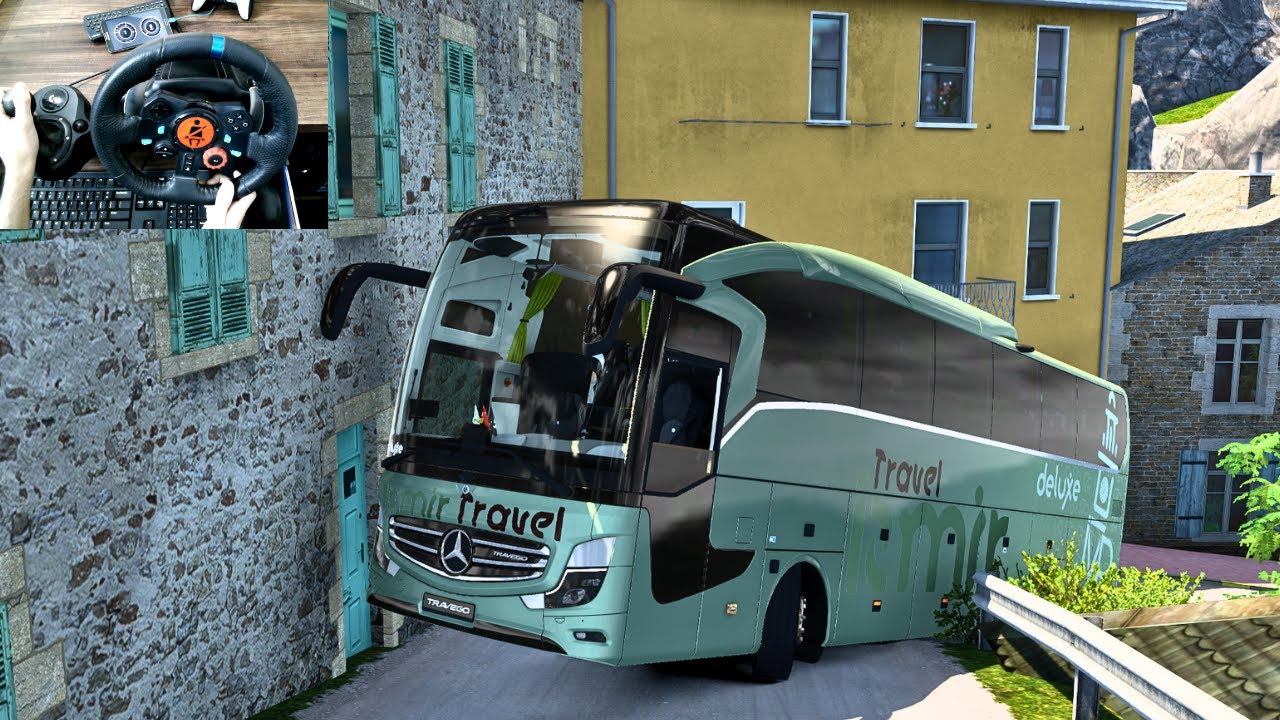 Realistic Bus Driving Through Uphill Tight Roads in France | 
