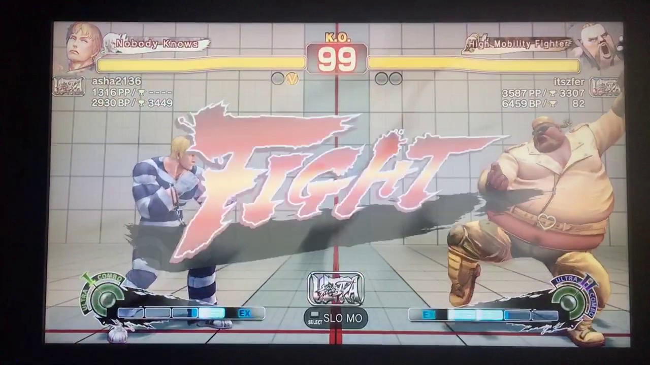 Ultra Street Fighter IV ranked battle Rufus (itzfer) vs Cody (asha2136)