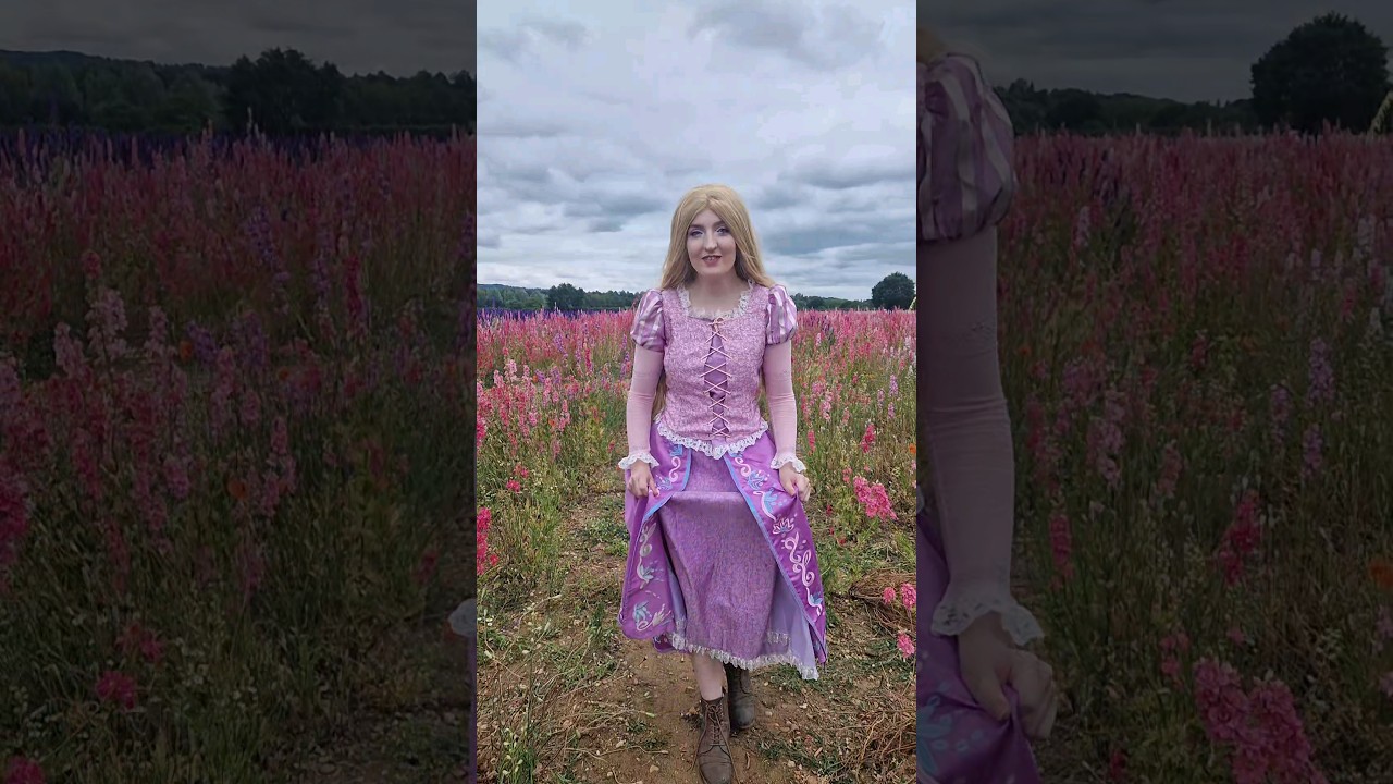 ✨Rapunzel running though flowers✨ Tangled cosplay #shorts