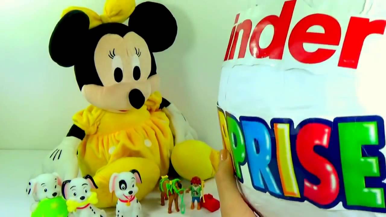 GIANT KINDER SURPRISE EGG Opening Minnie Mouse SHOPKINS Playmobil Cute