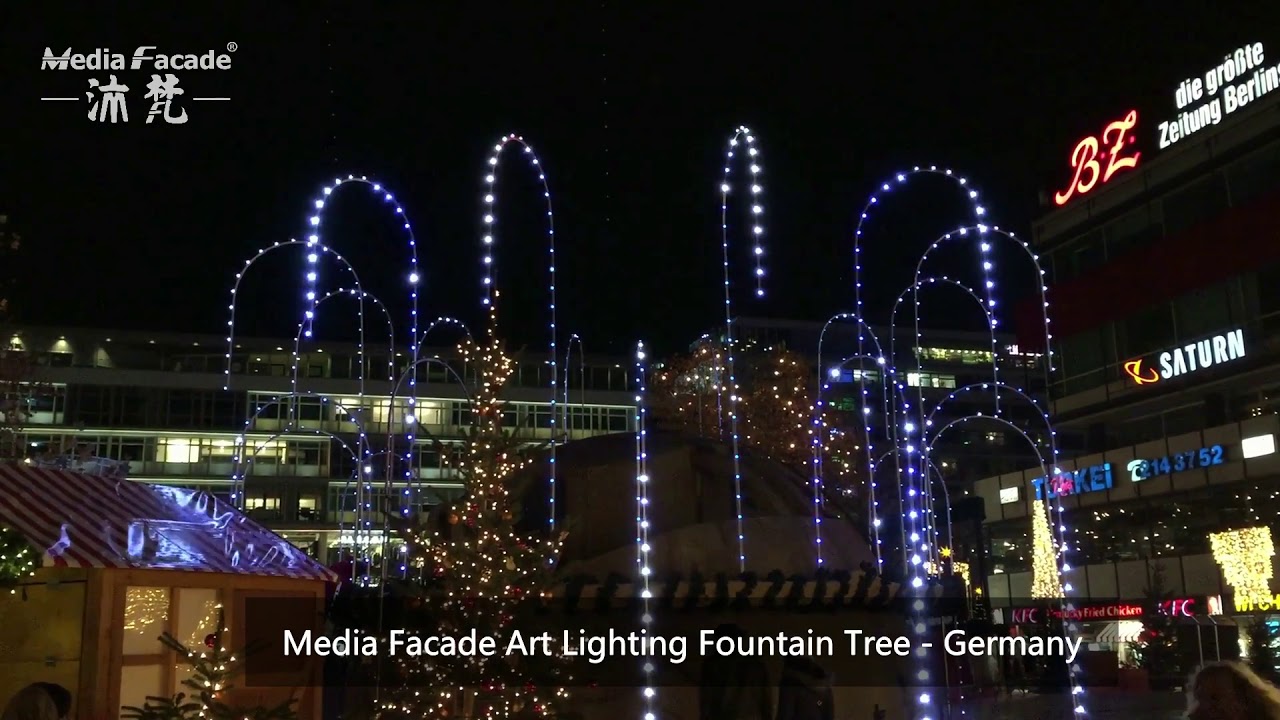 Media Facade Art Lighting Fountain Tree   Germany