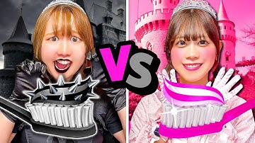 24時間 ピンク vs 黒だけで生活⁉︎可愛いピンク🩷とかっこいい黒🖤キミはどっちが好き？色縛りお絵かきやカラフルねんどでポケモン作ってみた♪【対決】