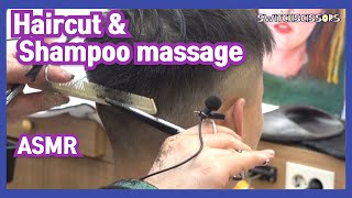 ASMR  men's Haircut +  shampooing massage