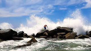 Albanian Guy Fighting Epic Waves Venice Beach