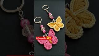 Cute ans Easy Butterfly Crochet keychain for Beginners #crochet #crochetforbeginners