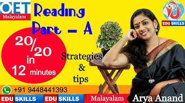 Edu Skills OET:  Reading Part - A: By: Arya Anand: OET made easy: Strategies & tips