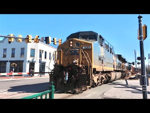 Thriving Small North Carolina Towns - Moving Train Thru Downtown / Goat Island / Can Opener Bridge