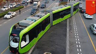 Future transport: China launches futuristic, trackless 'smart train' - TomoNews screenshot 2