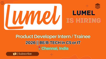 Lumel Hiring Product Developer Intern / Trainee | Batch 2026 | ₹40K/Month | Chennai | Apply Now