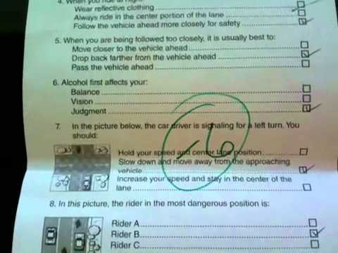 Motorcycle California DMV Written Test # 1 - YouTube