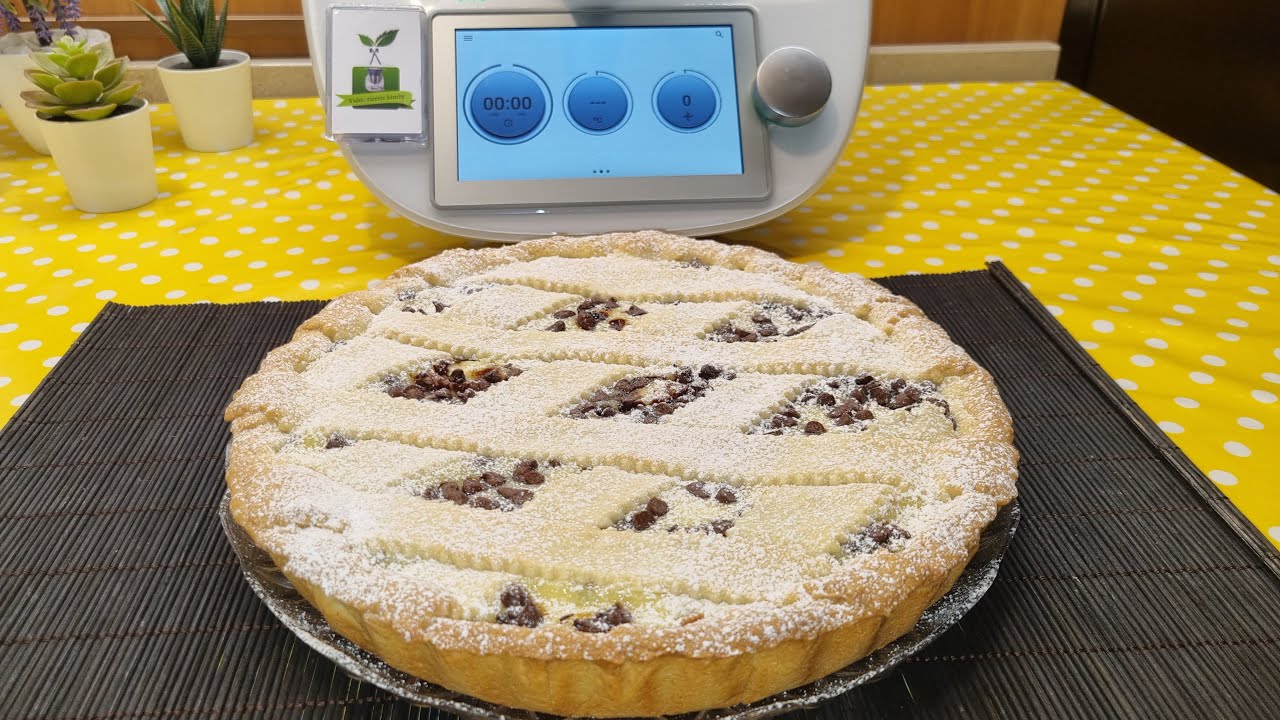 Crostata con crema pasticcera e gocce di cioccolato per bimby TM6 TM5 TM31 TM21