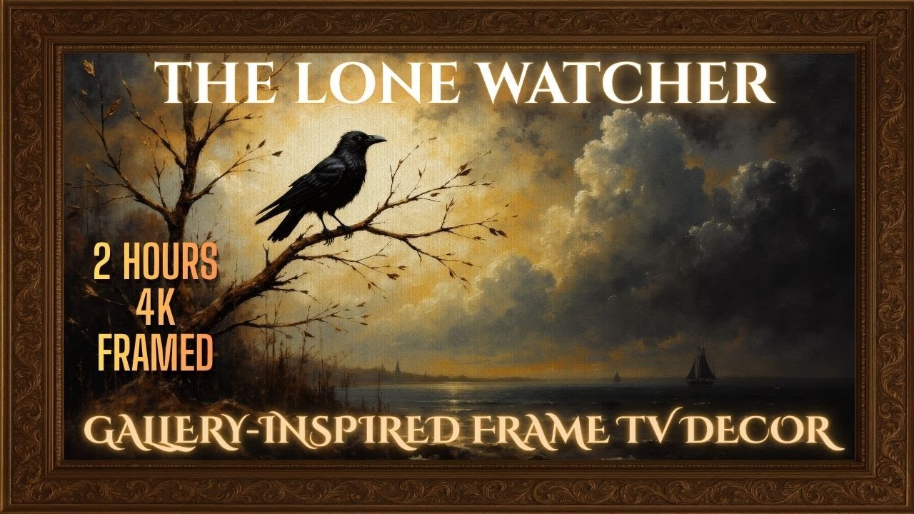 The Lone Watcher 4K | Crow and Seascape Oil Painting for Frame TV | TolgArt Studio