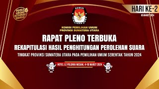 HARI KE-2, RAPAT PLENO TERBUKA REKAP HASIL PERHITUNGAN PEROLEHAN SUARA TINGKAT PROVINSI SUMUT