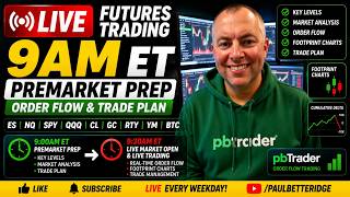 LIVE Futures Trading 9AM ET | ES &amp; NQ Premarket Prep, Order Flow &amp; Trade Plan