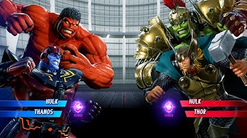 Red Hulk & Thanos vs Gladiator & Thor (Very Hard) Marvel vs Capcom | 4K UHD Gameplay