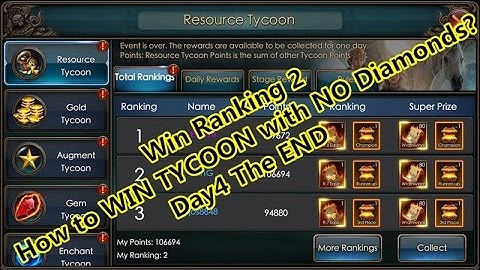 Legacy Of discord- How to do TYCOON with NO Diamonds? Win Rank2::Day4 End