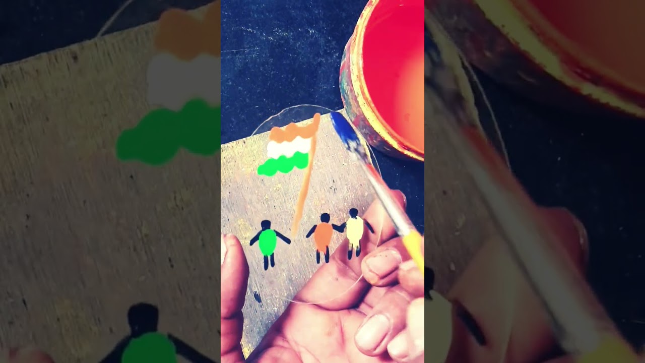 Indian Flag Painting on glass 🍷🇮🇳 || Independence Day Drawing on glass 