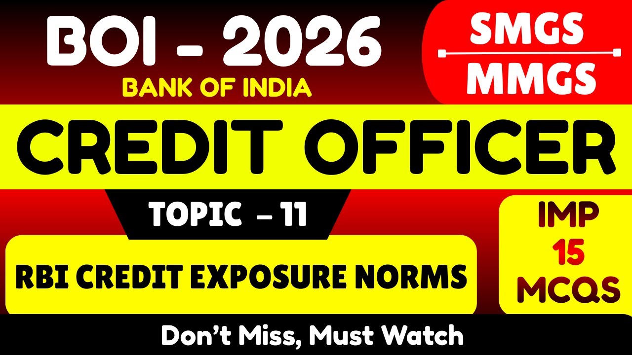 RBI Credit Exposure Norm | Bank of India Credit Officer 2026 | BOI Credit Officer MCQ PDF Notes 2026