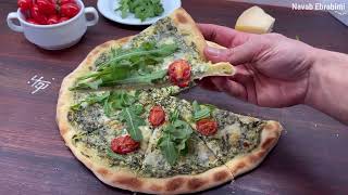 پیتزا اسفناج و روکولا به همراه نواب - spinach and rugula pizza by navab