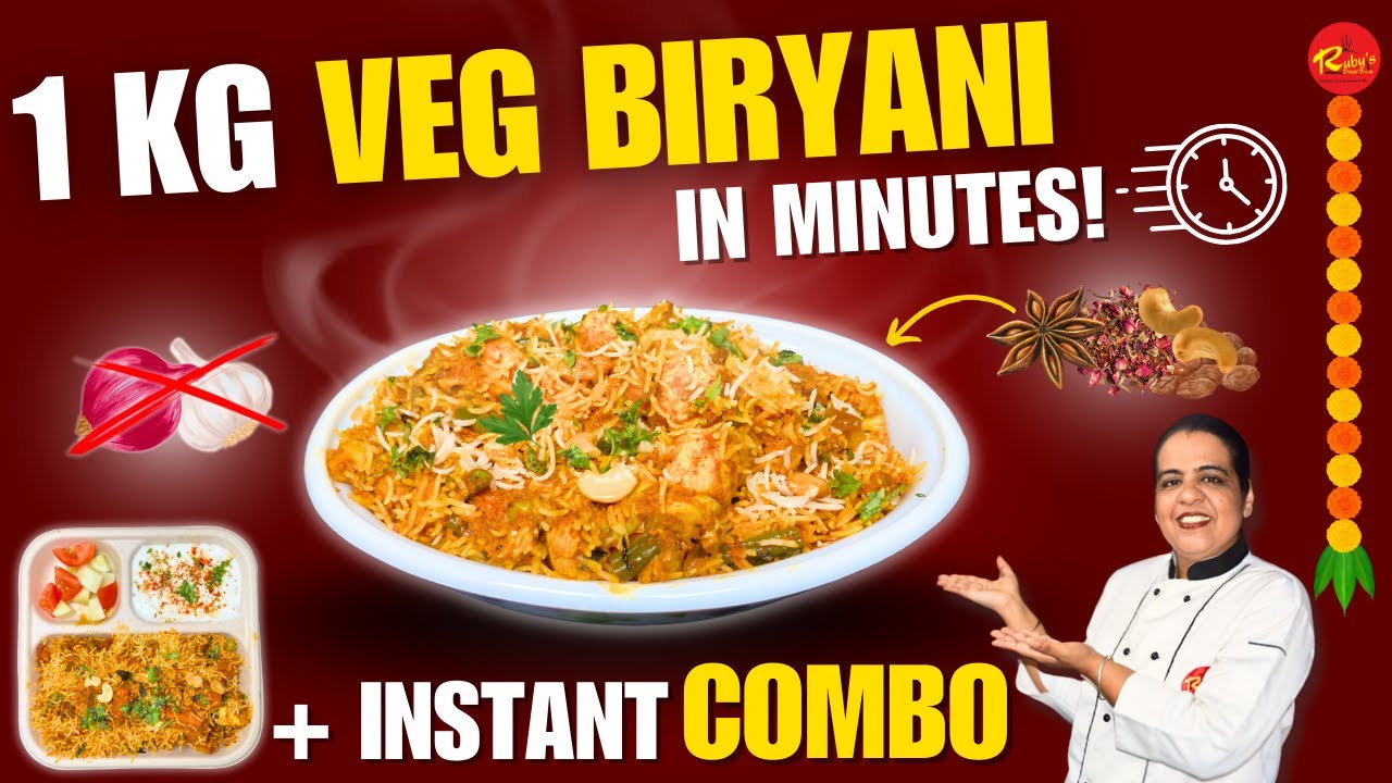 No Onion No Garlic Veg Biryani | 1 Kilo Dum Biryani + Instant Combo in 10 Minutes