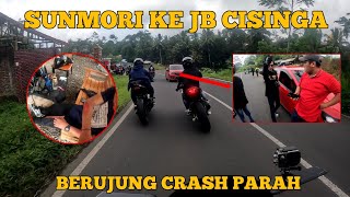 sunmori JB cisinga TasikMalaya berujung tabrakan‼️‼️ parah mobil vs motor sampe HANCURRR😱😱