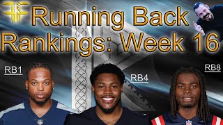 Running Back Rankings w / Tiers- Week 16 NFL Fantasy Football: The top 32 options at RB!