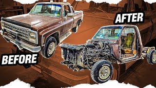 Teardown begins on the 1980 Scottsdale Square Body Chevy Part: 1