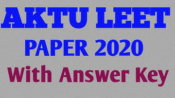AKTU LEET Paper 2020 with Answer Key