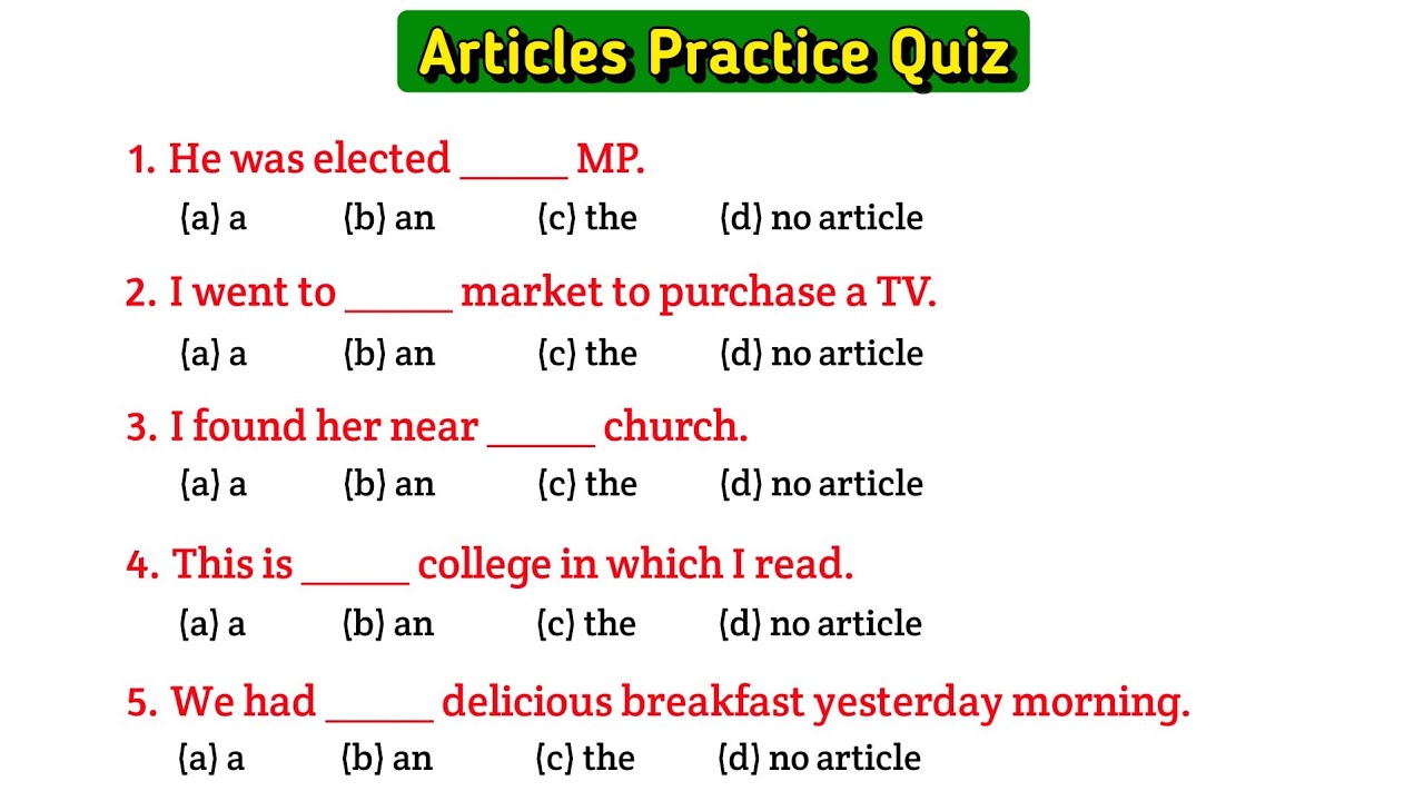 Articles A An The questions | Articles A An The in English Grammar ...