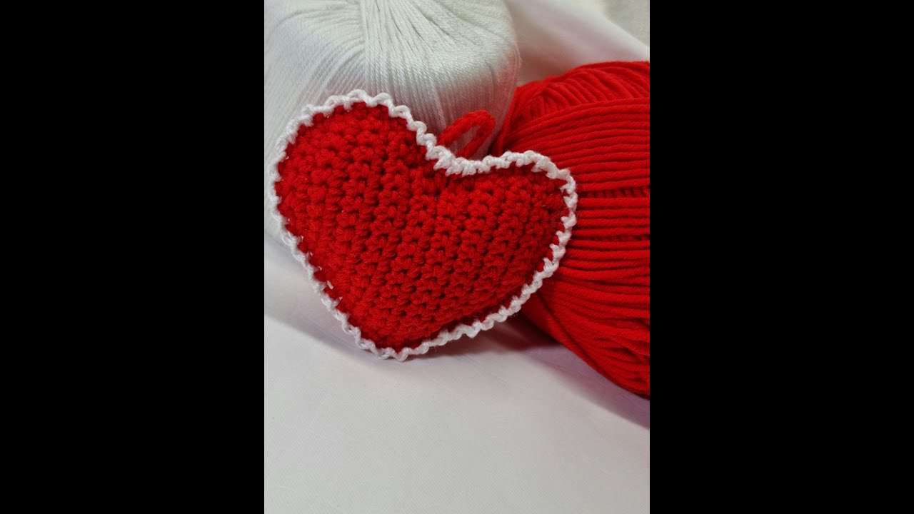 Tutorial cuore uncinetto con bordo punto gambero (idea natalizia