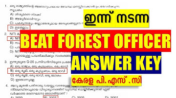BEAT FOREST OFFICER 🔥ANSWER KEY 🔥KERALA PSC