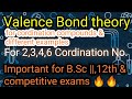 Valence Bond Theory for cordination compounds with different examples