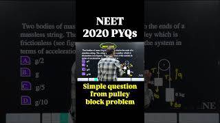 NEET PYQs 2020 | Simple pulley block acceleration question | NEET Physics Important topic |#neetpyq